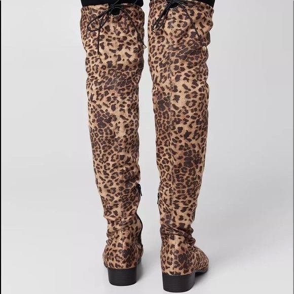 NWT SODA Over the knee tall Boots size 7 Leopard Print - Picture 2 of 2